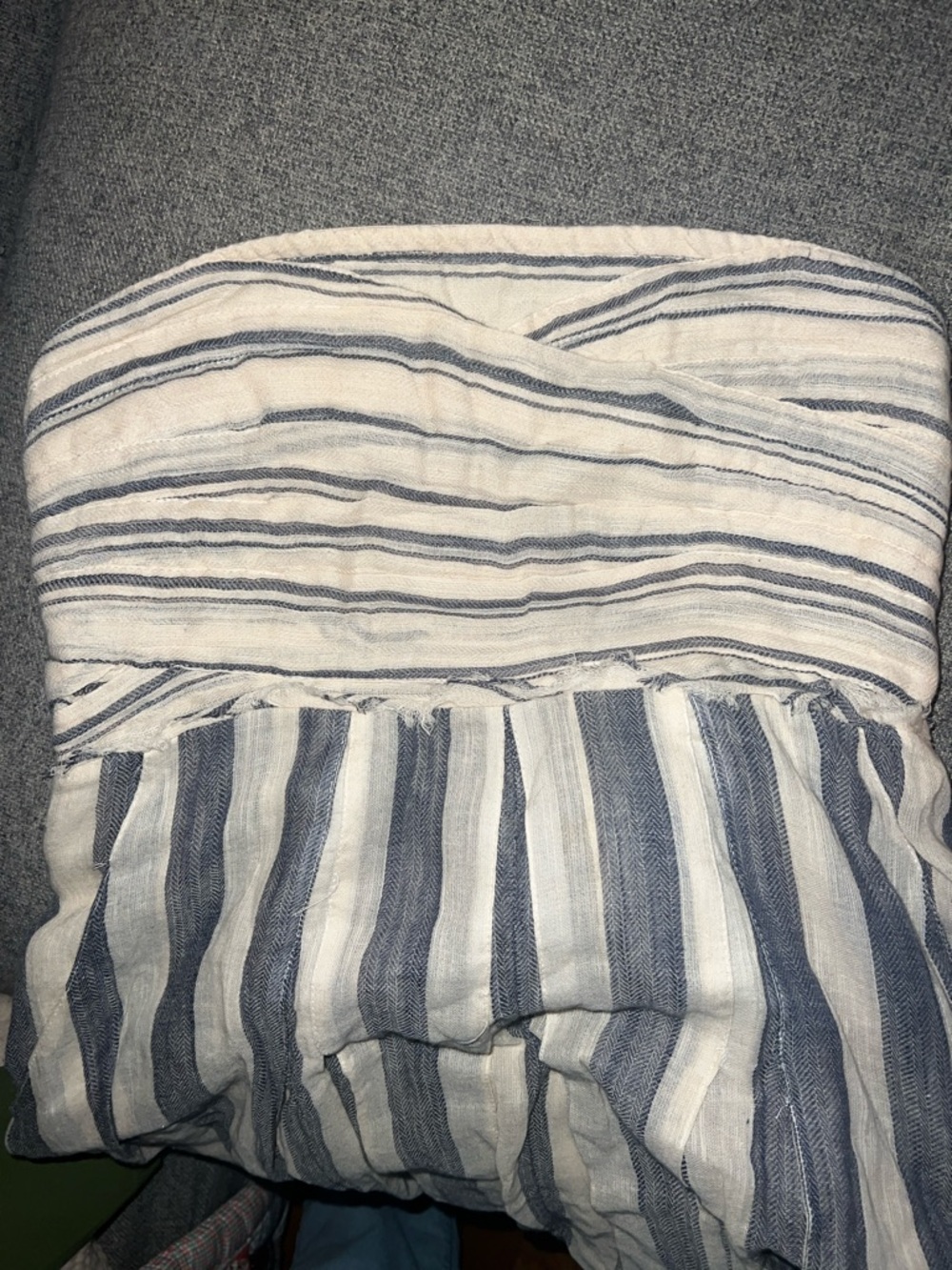 Super Cute And Comfy! Striped Strapless Maxi Dress in Ivory and Charcoal. - Picture 10 of 13